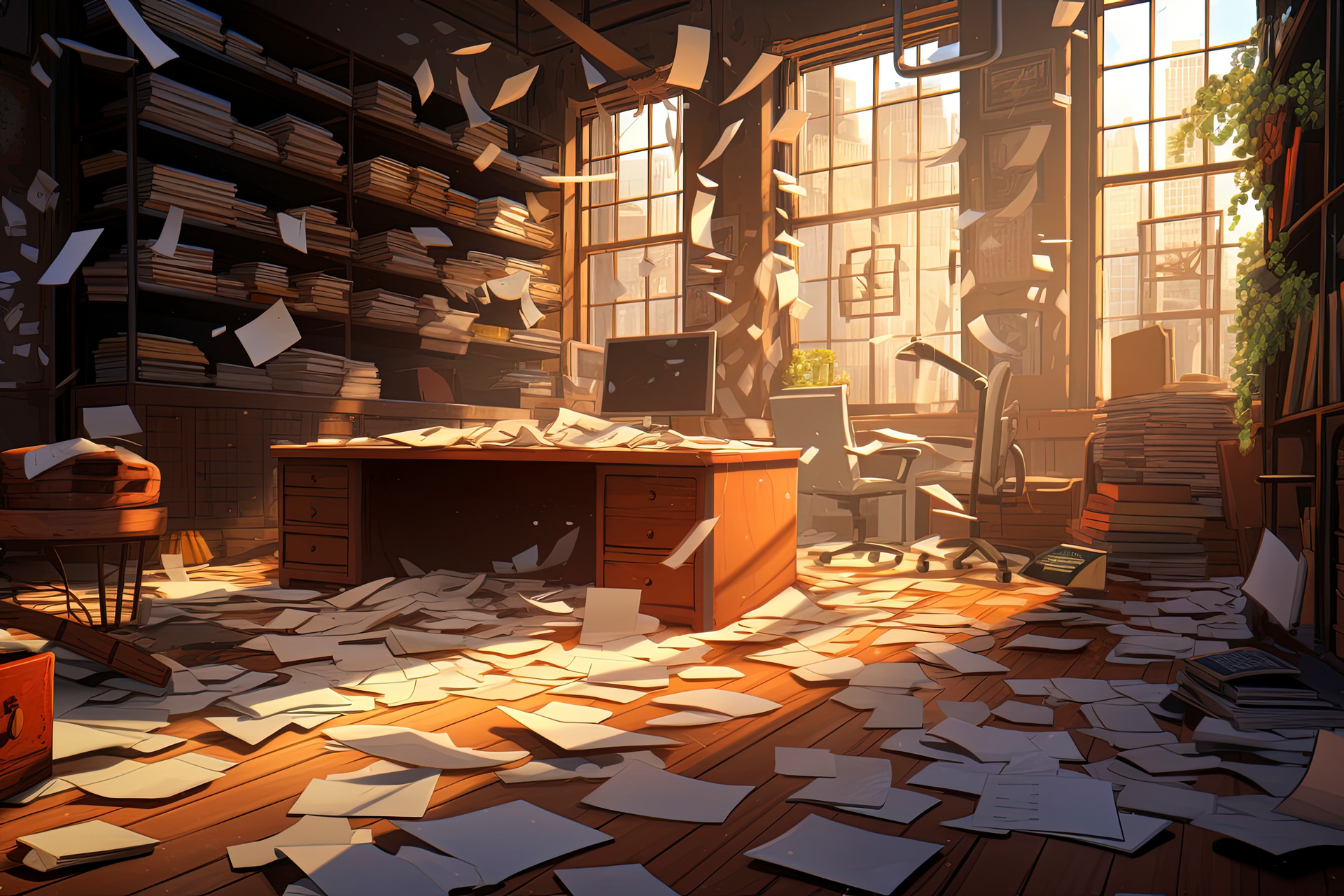 schone buroflachen im cartoon stil