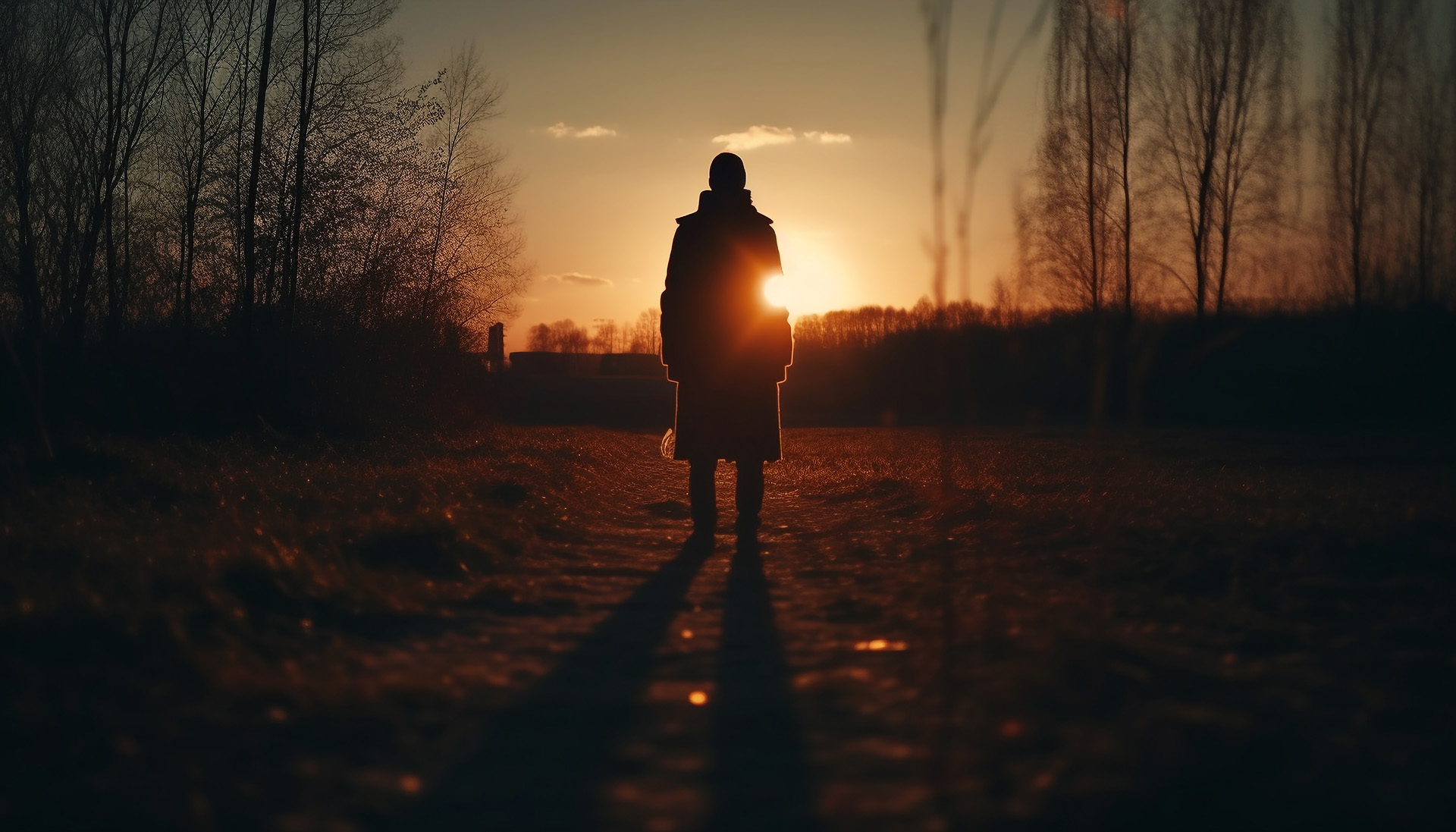 silhouette two walking tranquil forest generated by ai bea